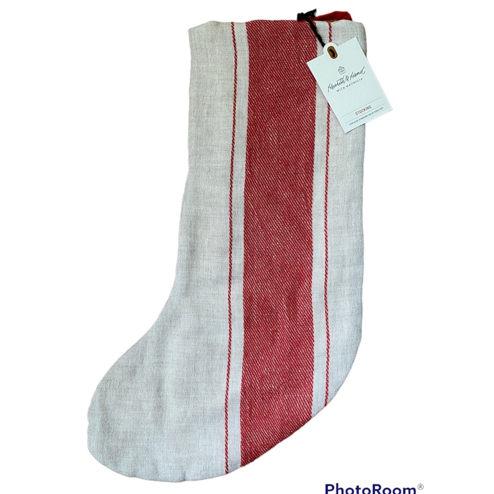 Hearth & Hand with Magnolia linen stocking holiday Christmas NWT